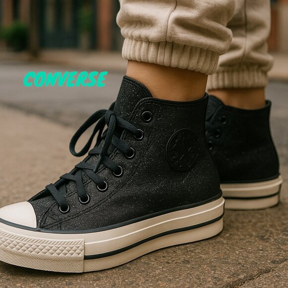 Converse All Star Sparkle Trainers Shoes - Picture 1 of 2